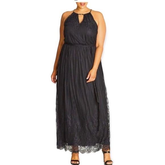 City Chic Black Maxi Dress M 18 - Picture 1 of 13